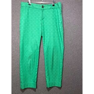 Banana Republic Hampton Pant Green Jacquard Geometric Ankle Trousers Womens 8
